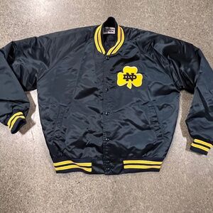Vintage Chalk Line Fighting Irish Varsity Satin Bomber Jacket Sz XL